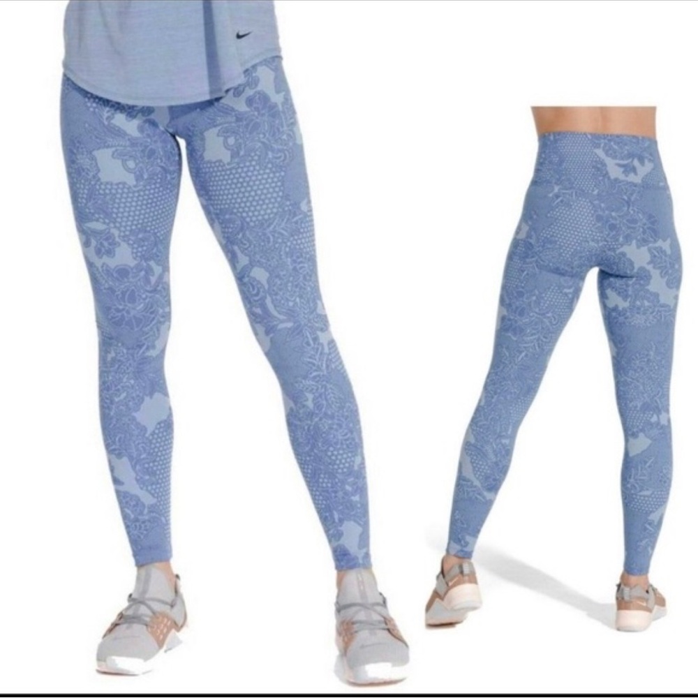 Nike Sculpt Victory High-Rise Leggings Dry-fit Floral Blue